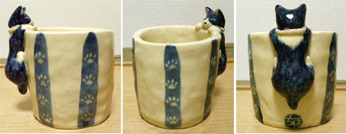 陶芸-猫つき湯のみ